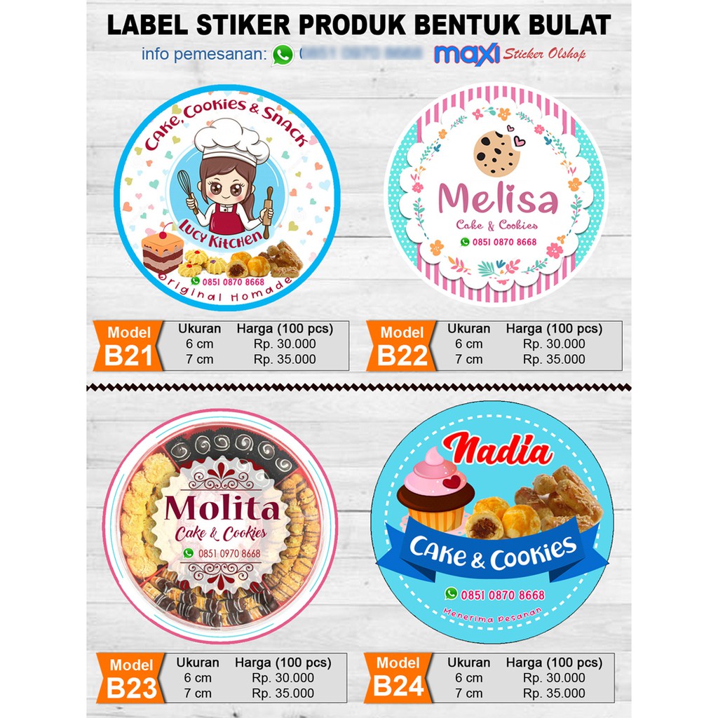 Cetak Stiker Label Produk Kue Stiker Toples Kue Bentuk Bulat Isi 100 Pcs Shopee Indonesia