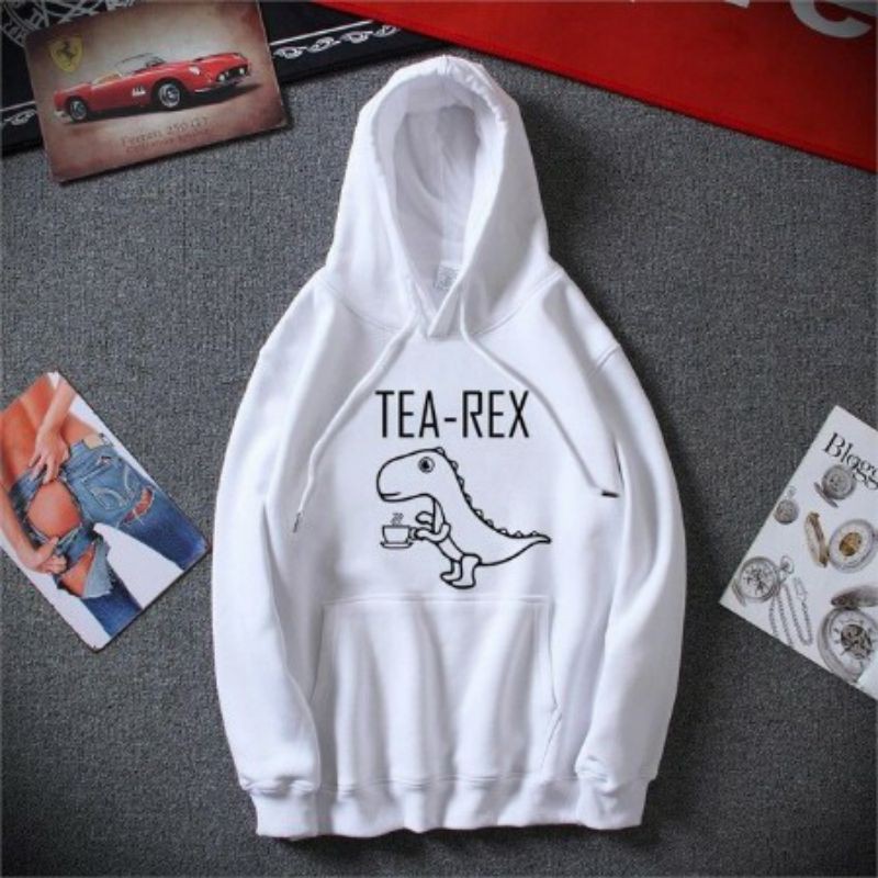 HOODIE UNISEX TEA REX /// JUMPER CASUAL FLEECE PREMIUM KEKINIAN TERBARU''