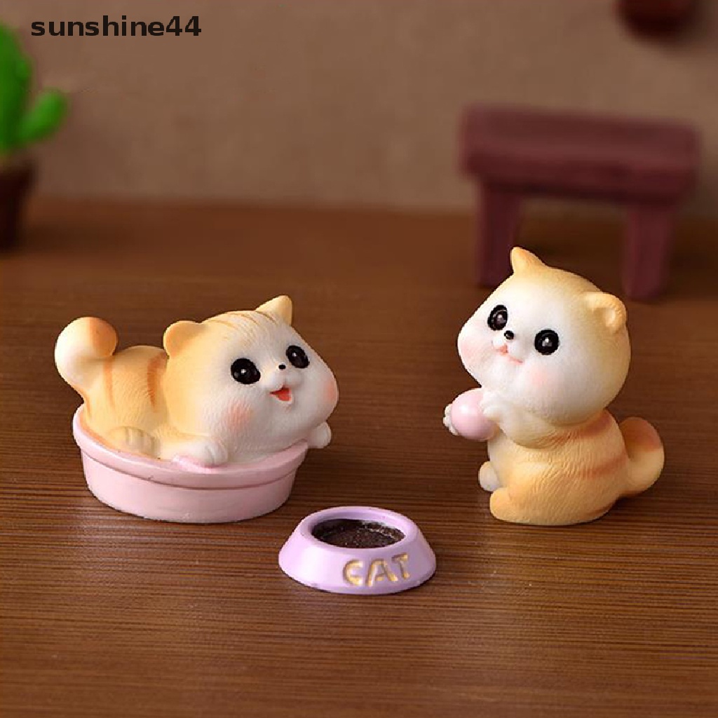 Sunshine 1Pc Miniatur Kucing Nakal Bahan Resin Untuk Dekorasi Rumah / Taman