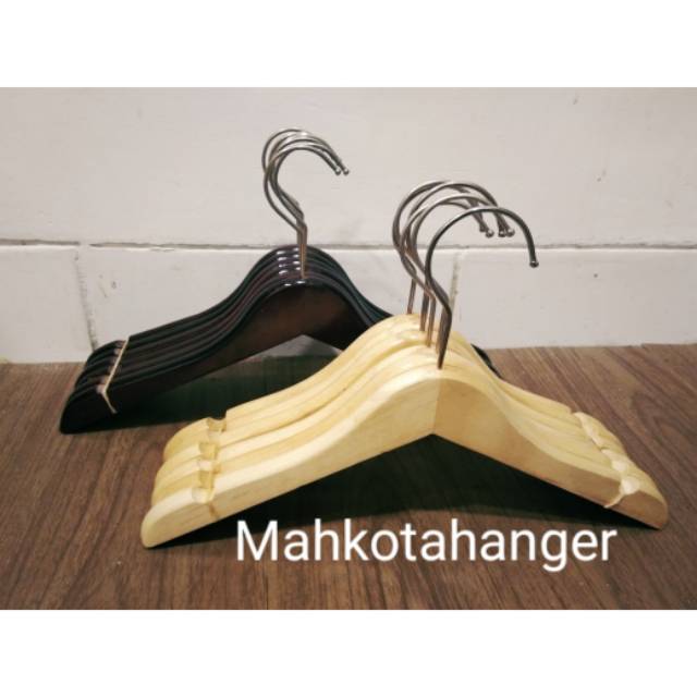 Hanger Kayu Anak (Wood) warna natural/coklat gantungan baju 6 pcs