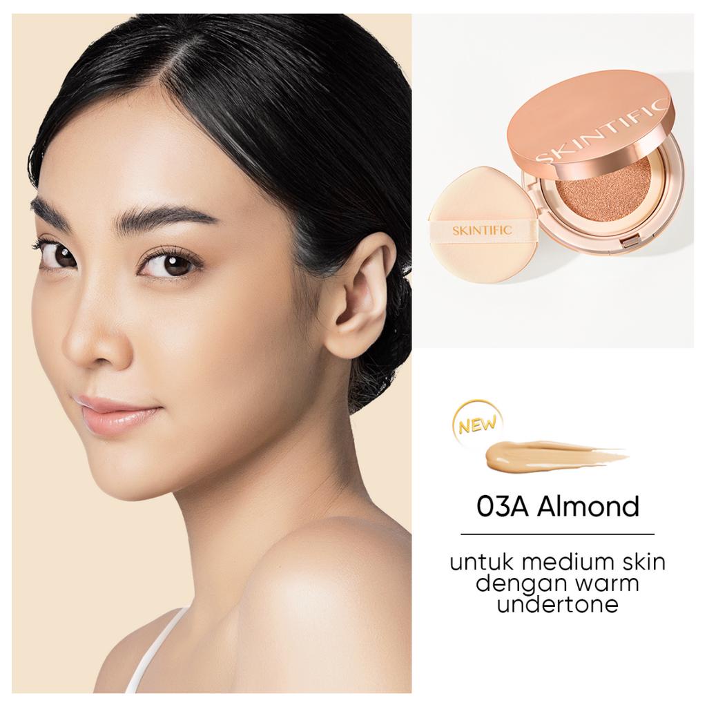 SKINTIFIC Cover All Perfect Air Cushion High Coverage Poreless&amp;Flawless Foundation 24H Long-lasting SPF35 PA++++ (Vanilla, Ivory, Petal, Almond, Beige, Sand, Honey)