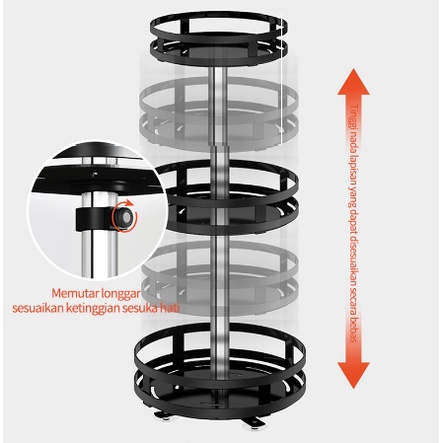 SHENAR,(COD) RACK NORDIC/RUBY RAK - Rak Bumbu 3 susun Berputar 360 Derajat Rak Bumbu Dapur Stainless Rotate Kitchen Spice Rack Organizer