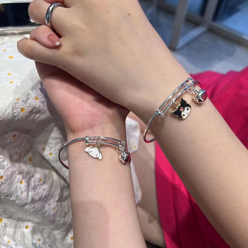 Needway   Bell Liontin Gelang Kawaii Perempuan Hadiah Ulang Tahun Pasangan Perhiasan Melodyku Kuromi Cinnamoroll Women Bracelet