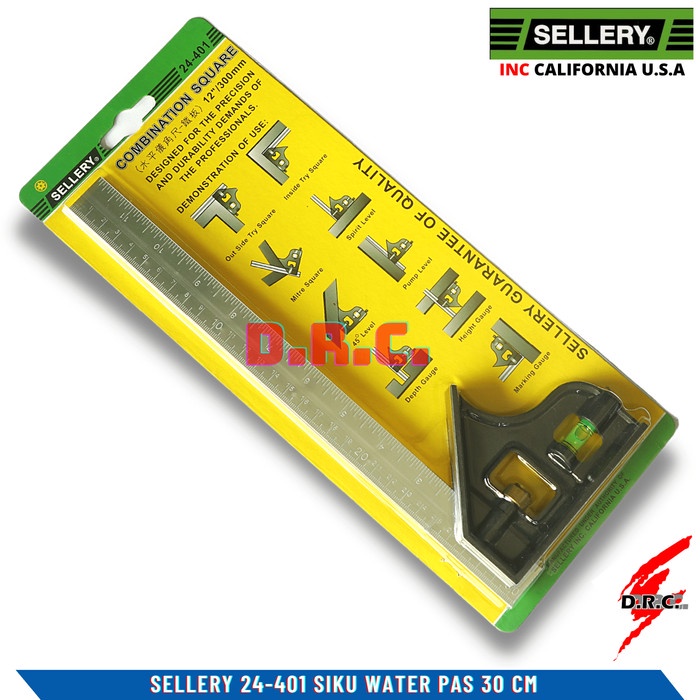 Penggaris Tukang Siku Mistar Multifungsi Waterpass Merk Sellery 24-401