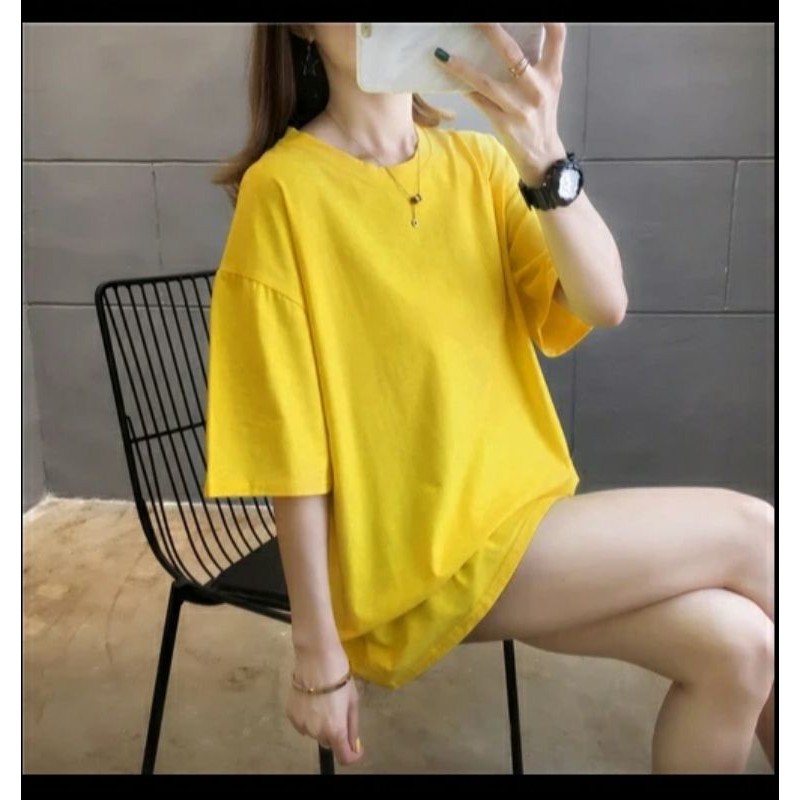 KAOS ONECK OVERSIZE/KAOS LEHER BULAT WANITA/KAOS BASIC LEHER BULAT