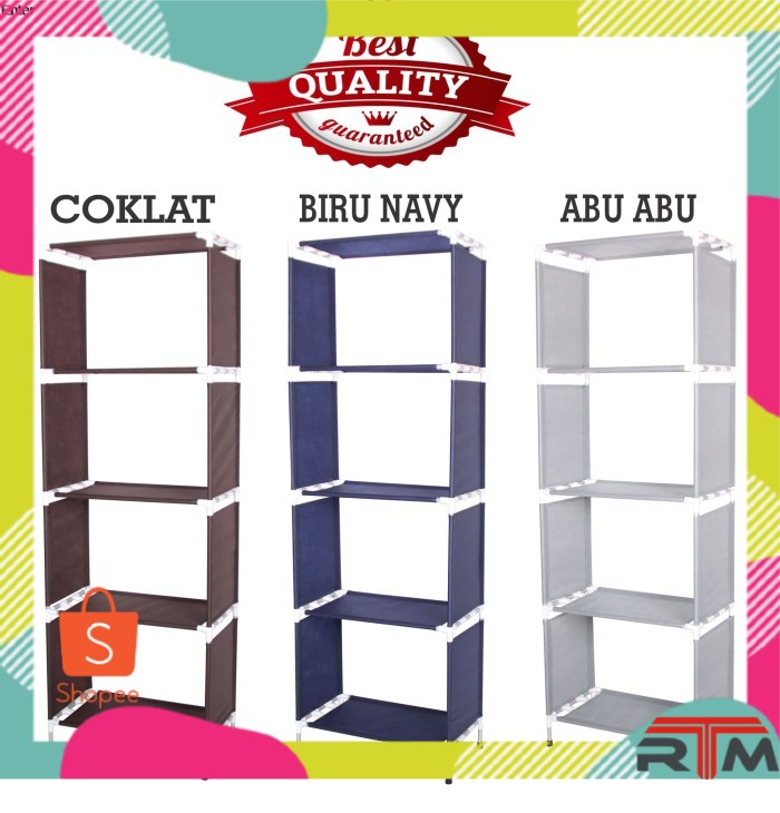 Rak Buku Portable Aluminium Rak Serbaguna 5 Lapis A428