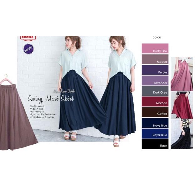 ✺ Swing Maxi Skirt / Rok Payung Import/ Rok Lebar Jumbo - Lavender ♥