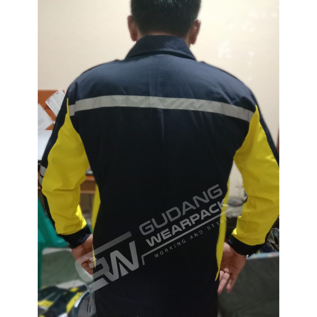 Gudang Wearpack - Baju Kerja Seragam Proyek SemiJaket Warna Dongker Kuning