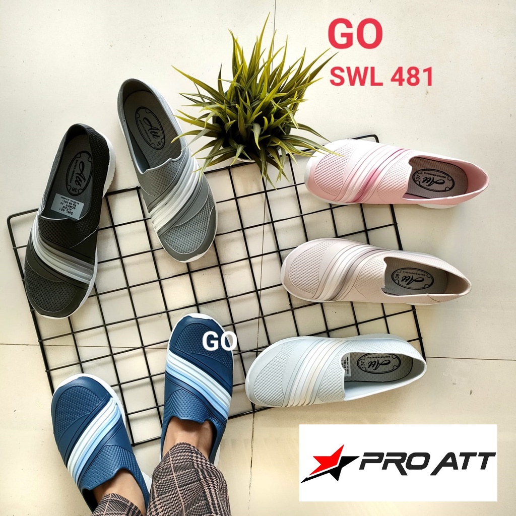 BB ATT SWL 481 Sepatu Wanita Karet Slip On Murah Lentur Anti Air Nyaman Ringan