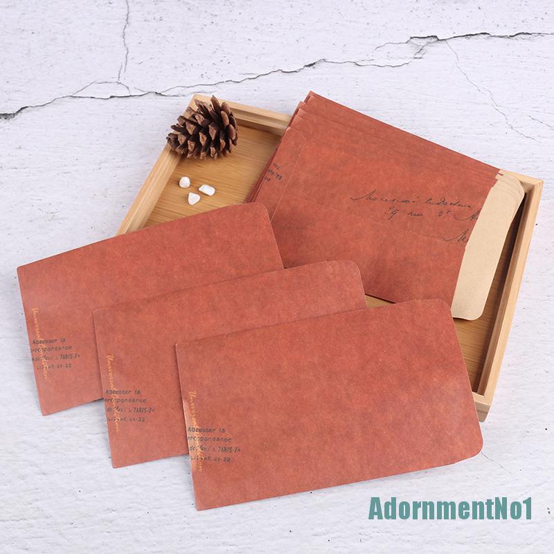 (AdornmentNo1) 10pcs Amplop Kertas Kraft Motif Print Tulisan Gaya Vintage / Retro