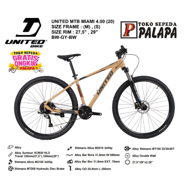 MTB 27.5 UNITED MIAMI 4.0 3 x 9 Speed Hidrolis Sepeda Gunung 4