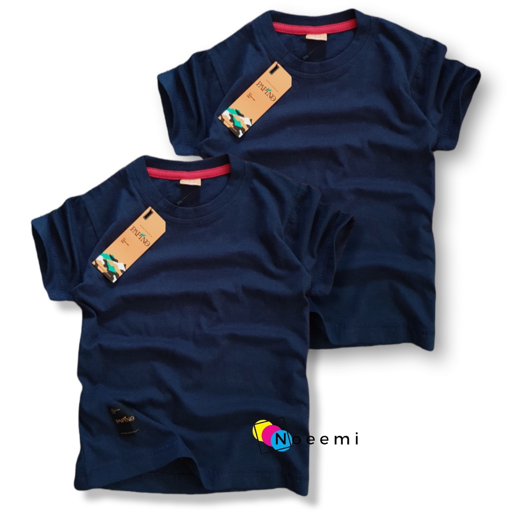 Papino Baju Kaos Anak Laki Laki 1-12 Tahun Pakaian Distro Oblong Polos Navy