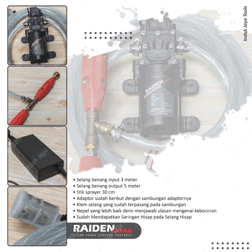 SET CUCI RAIDEN Mesin Cuci AC Motor Mobil Steam Power Sprayer Alat Portable