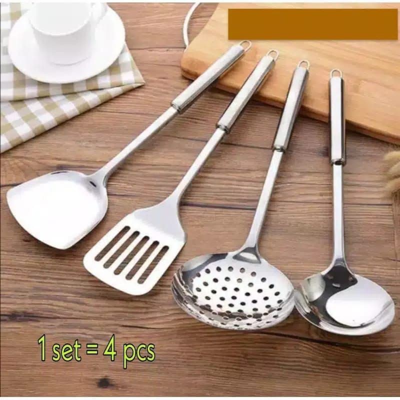 Spatula Stainless Steel Isi 4 Pcs | Spatula Sutil Irus Peralatan Masak