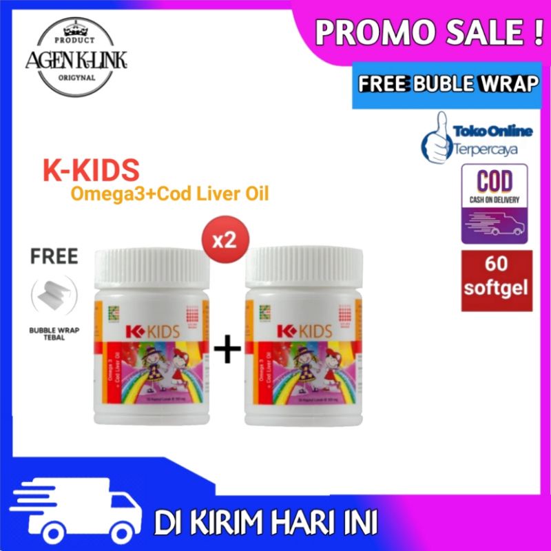 K-KIDS 2 PAKET/BOTOL OMEGA 3 MINYAK IKAN ORIGINAL K LINK k kids vitamin Minyak ikan untuk anak penam