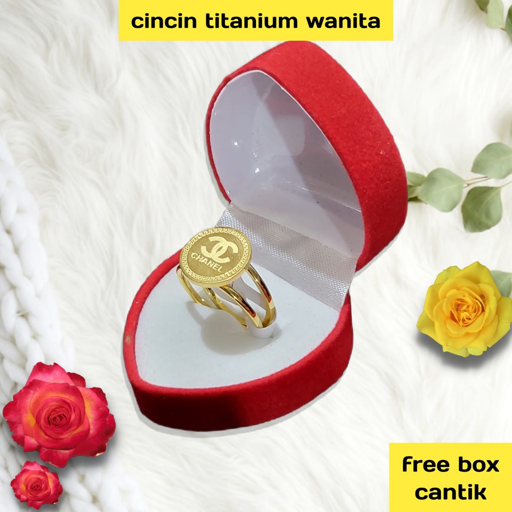 Cincin Titanium / Cincin wanita BRANDED CHANEL  Premium Quality Terlaris FREE BOX