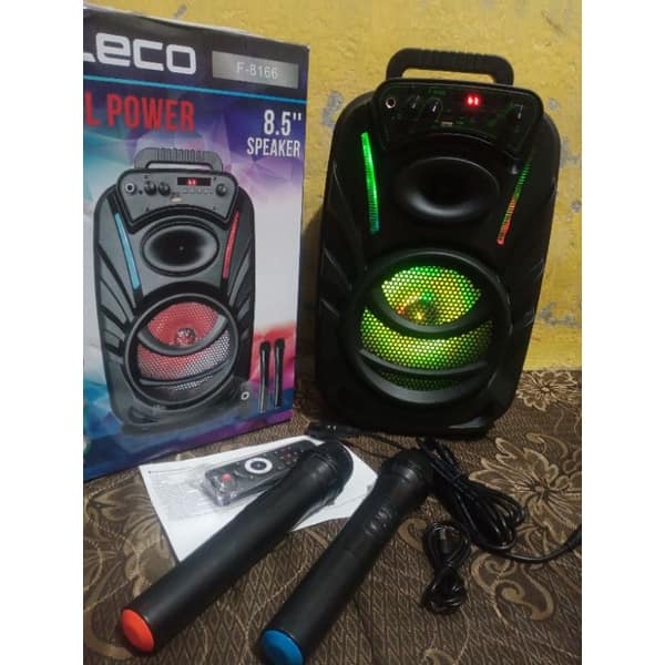 SPEAKER BLUETOOTH WIRELESS 8'5 INCH FLECO F-8166 / F 8166 / F8166 BONUS DUA MIC WIRELESS X-BASS