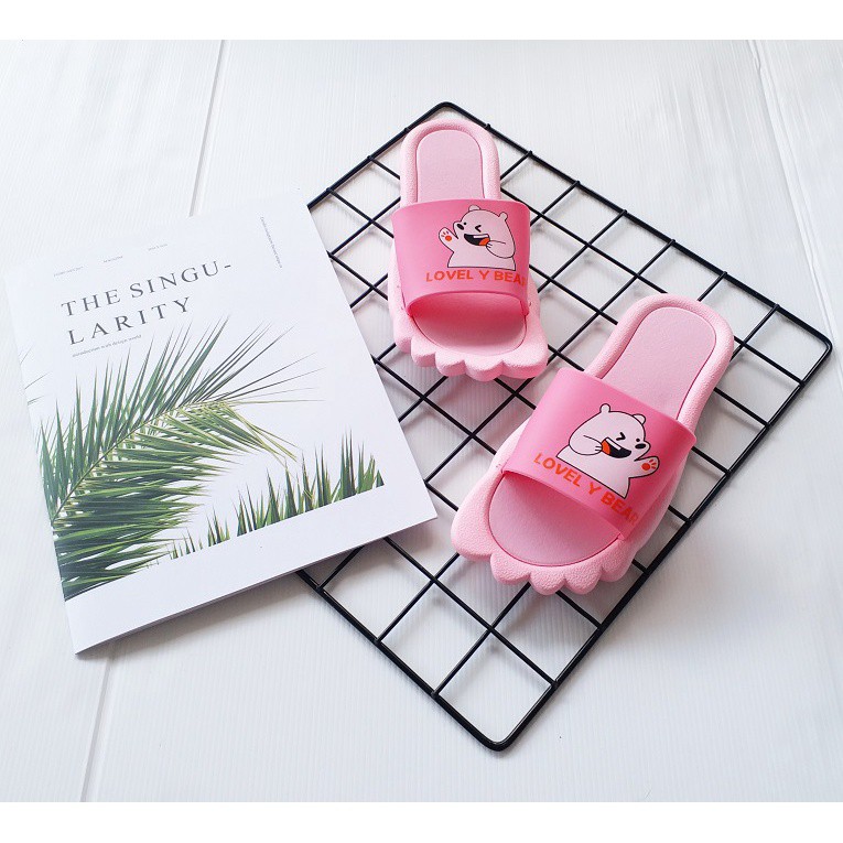 BB PUFFY Import LOVELY BEAR JARI Sandal Wanita Murah Slip Casual Teplek Sendal Cewek Flat