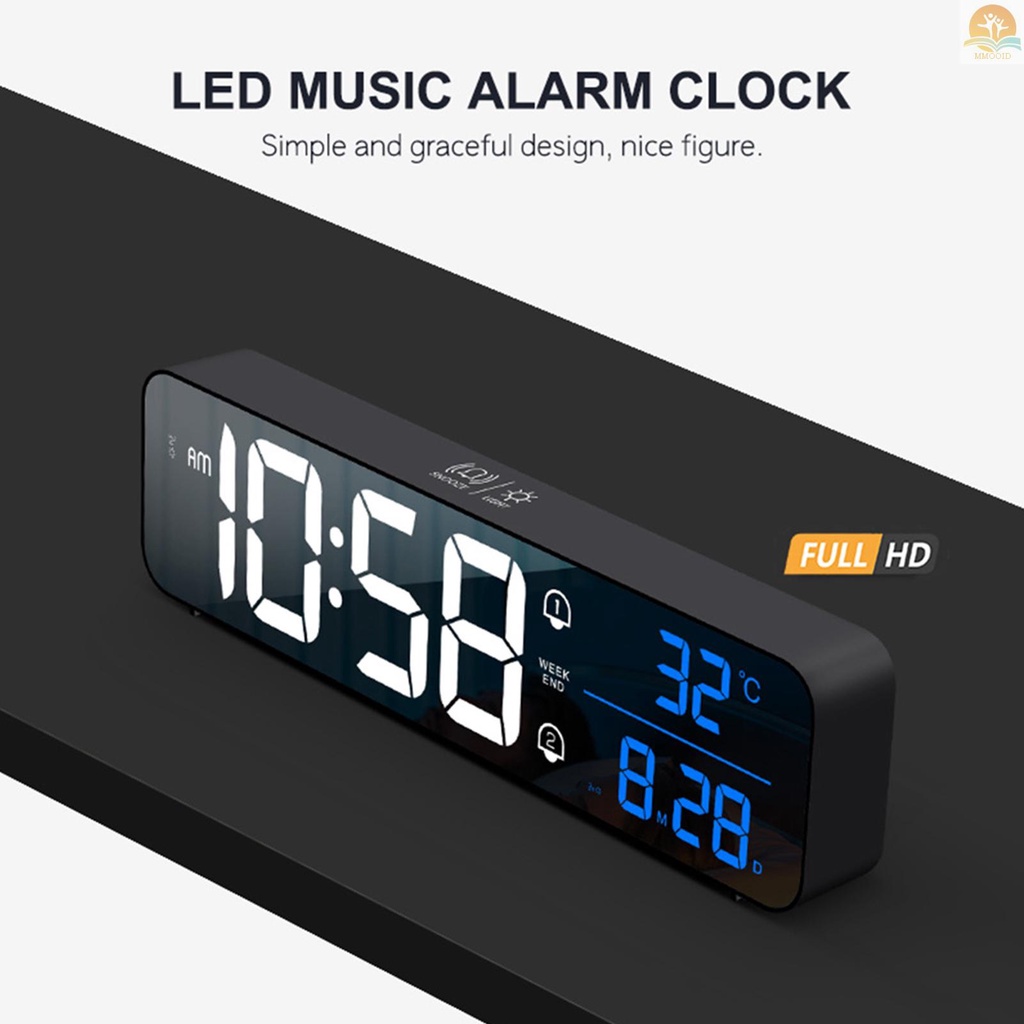 (MMOI) Jam Alarm Digital LED 2 / 5 Level Kecerahan Untuk Kamar Tidur / Kantor