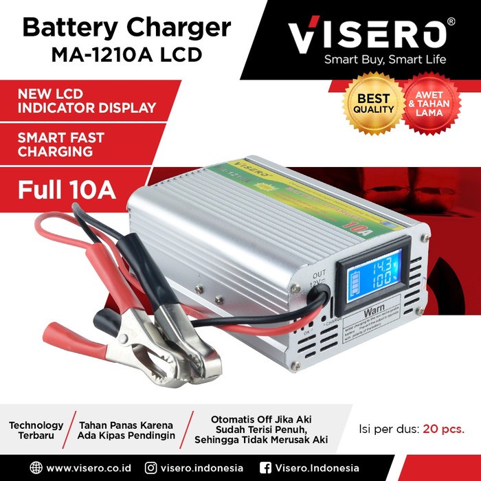 Battery Charger / Charger Aki 12V 10A LCD Visero (MA-1210A)