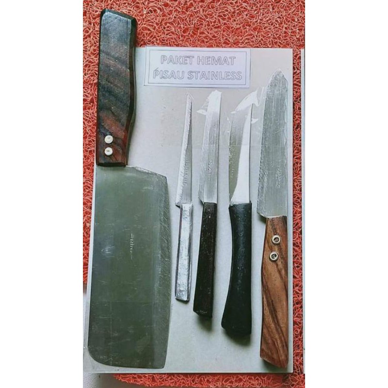 Pisau Set / Set pisau dapur / Paket Pisau isi 5 pcs / Pisau Daging Sayur Buah Serbaguna Stainless Stell