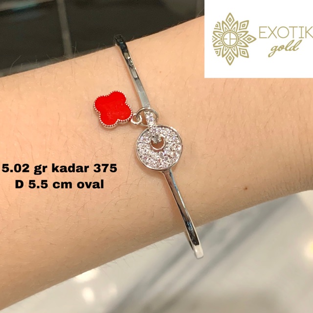 Gelang emas putih bangle LV kadar 375 berat 5.02 gram
