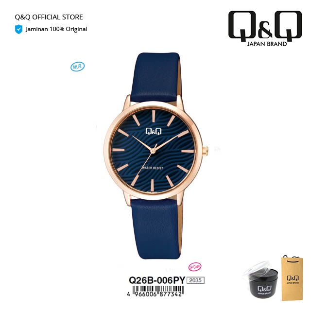 Q&Q QnQ QQ Original Jam Tangan Wanita Casual Analog Kulit - Q26 Q26B Tahan Air 3 BAR-3