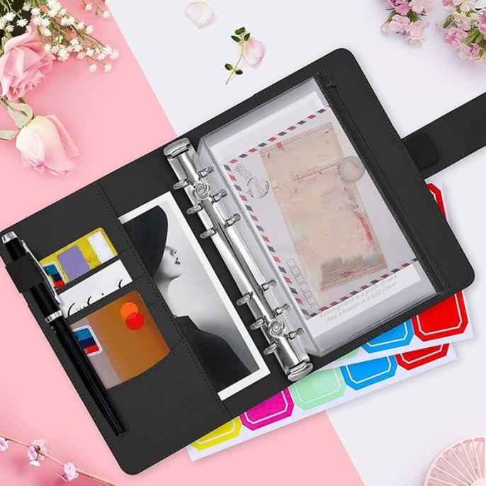 Binder Kulit Sentetic Binder Budgeting Binder A6 6 lubang 6 ring