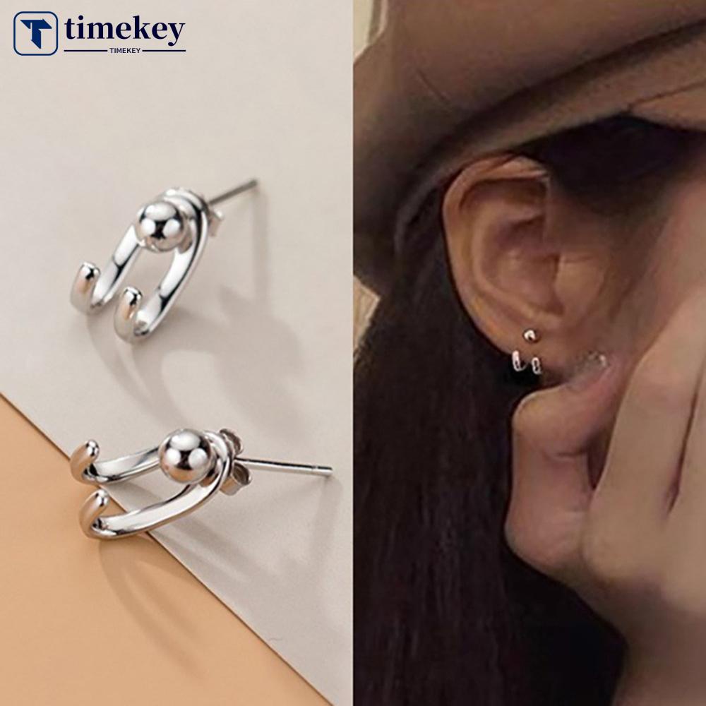 Timekey Anting Tusuk Gantung Wanita Bahan Sterling Silver 925 Gaya Simplepopuler Untuk Hadiah A5K4