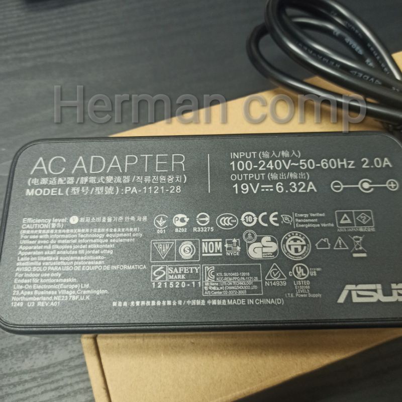 Original Adaptor Asus ROG TUF Gaming FX505 FX505D FX505DT FX705 GL704 19V 6.32A DC 6.0*3.7MM