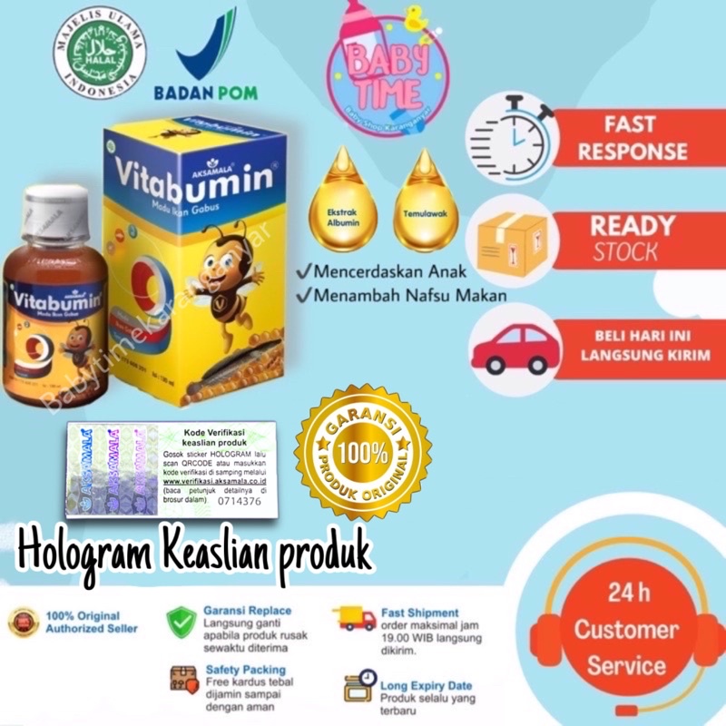 [100% ORI] Vitabumin Madu Albumin Ikan Gabus Plus Pegagan Original Vitamin Penambah Nafsu Makan Anak