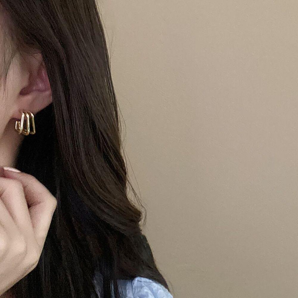 Anting Kotak Agustinina Elegan Sederhana Keren Gaya Punk Alloy Gadis Anting Gaya Korea