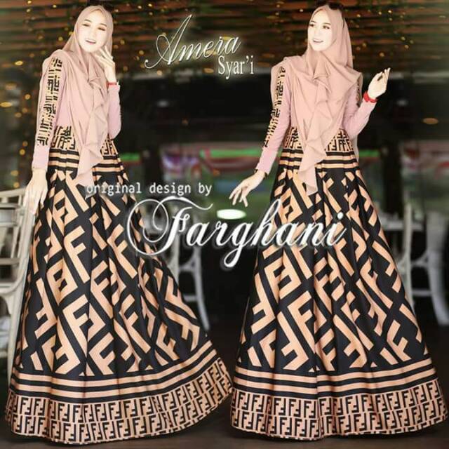 Gamis Syari mix Jersey Motif Busui Amera Ori Branded by Farghani READY