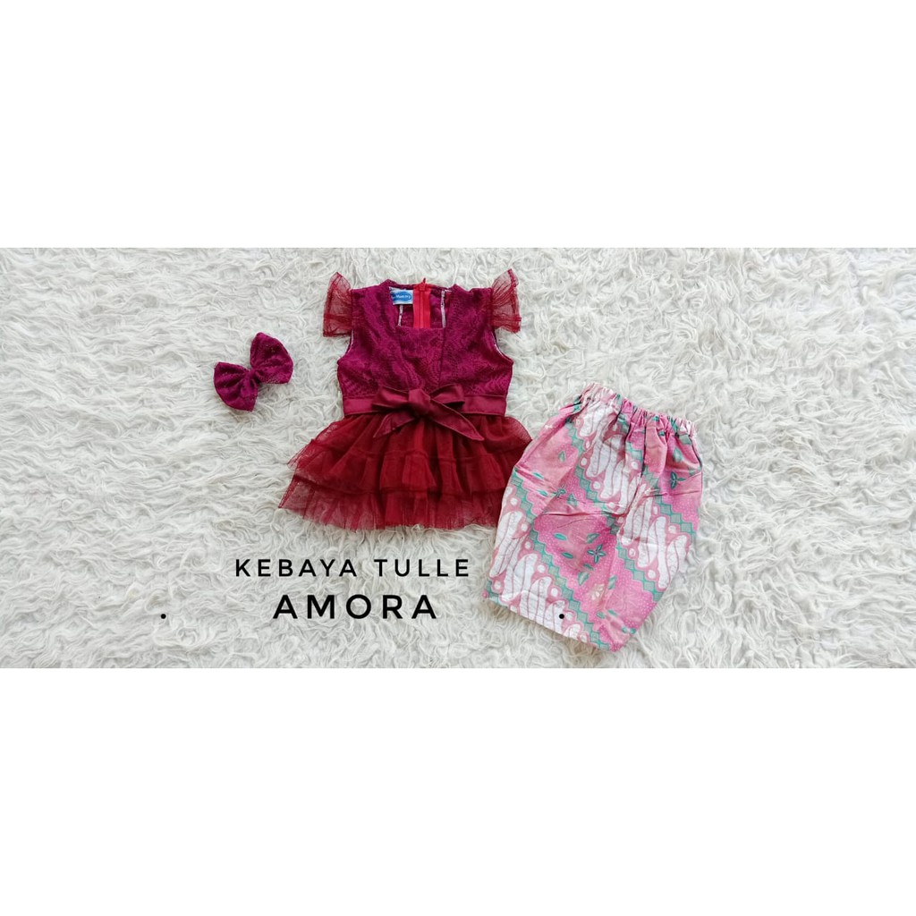 KEBAYA ANAK [AMORA] 5-7 TAHUN WARNA MAROON (READY STOK)