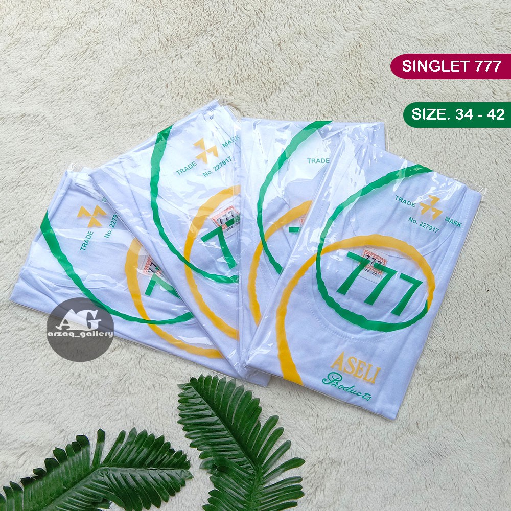 1 Pcs - SINGLET 777 | kaos kutang /kaos dalam pria putih777 | Kaos Kutang | Kaos SINGLET | Singlet Pria | Kaos Dalam Dewasa | Kaos Katun