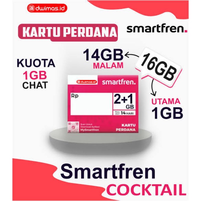 KARTU PERDANA SMARTFREN COCKTAIL 16 GB 17GB 18GB 19GB