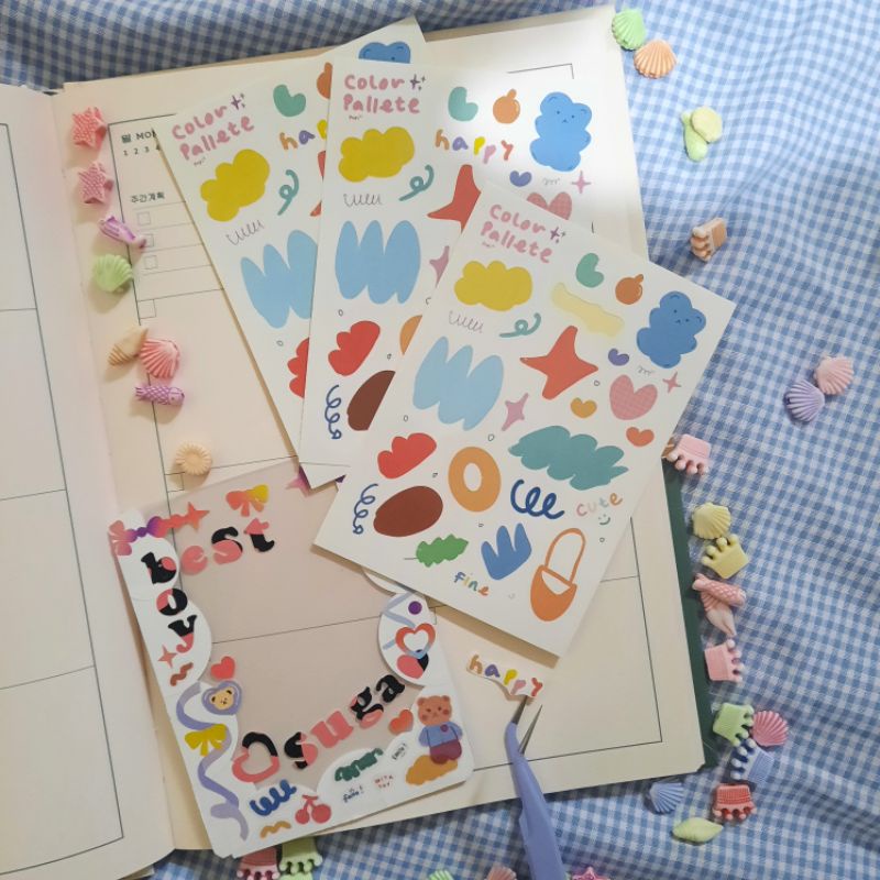 

[READYSTOCK] STICKER DECO COLOR PALLETE KISSCUT NOTEBOOK