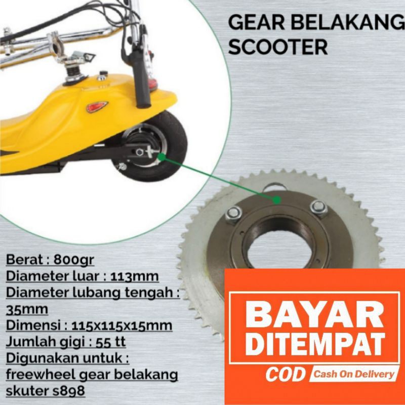 Gear belakang skuter listrik s898 Mr.Jackie