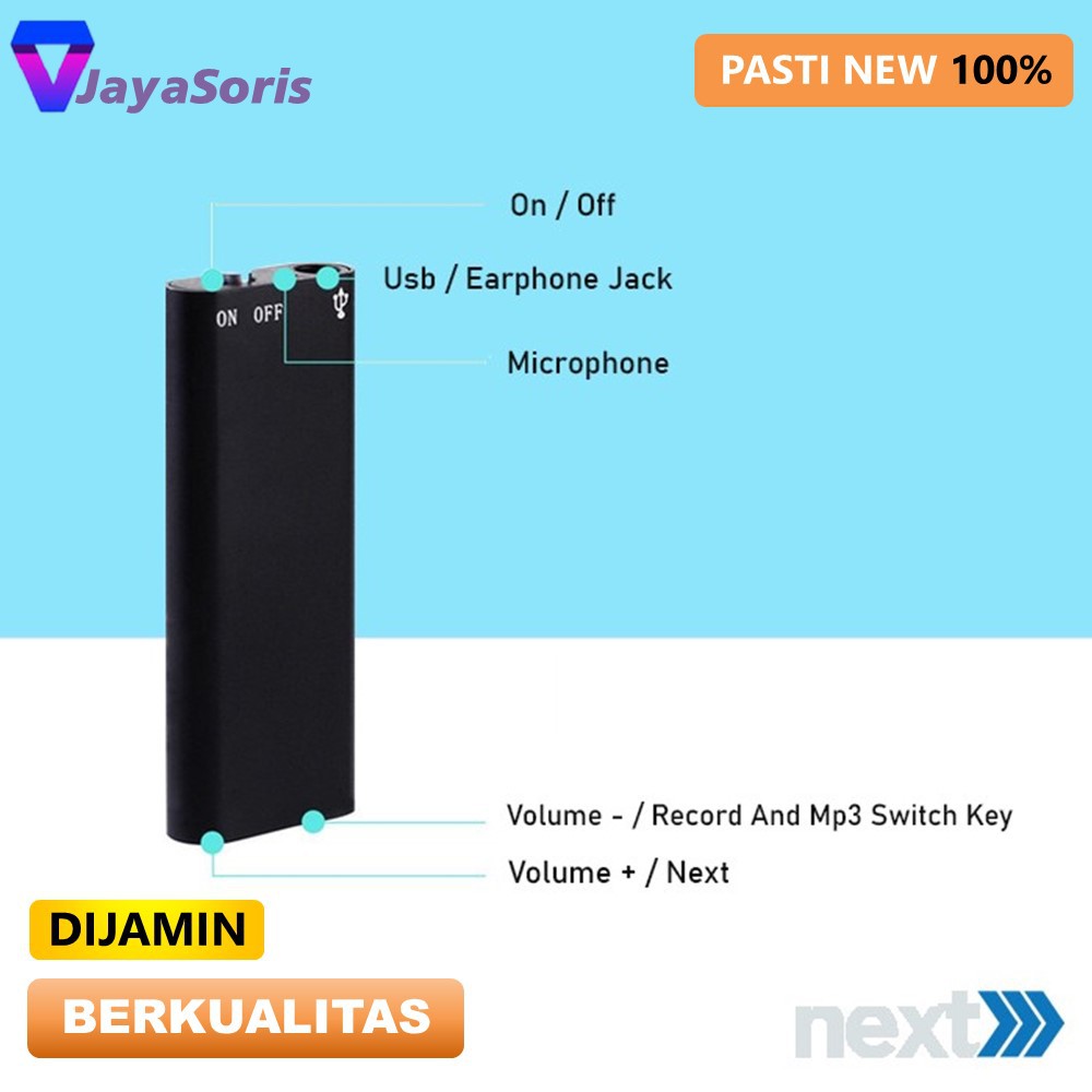 RECORDER VOICE ALAT PEREKAM SUARA MINI DIGITAL VOICE TERSEMBUNYI SADAP SUARA FLASHDRIVE 8GB JS22