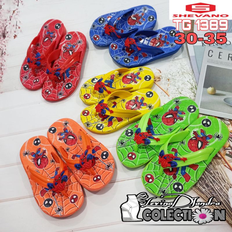 SANDAL JEPIT KARET PYLON KARAKTER SPIDER SHEVANO 1389 SIZE TANGGUNG 30-35