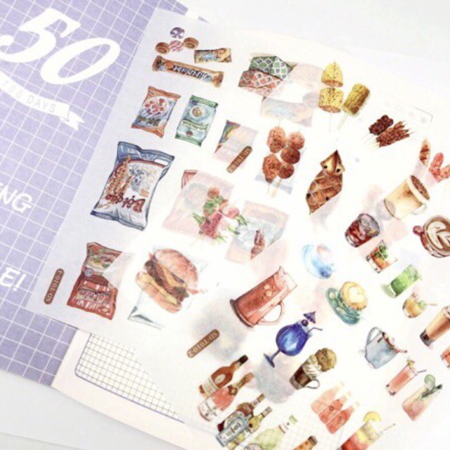

My Food Diary Life Sticker deco bujo bullet journal stiker makanan jepang japanese snack foodies