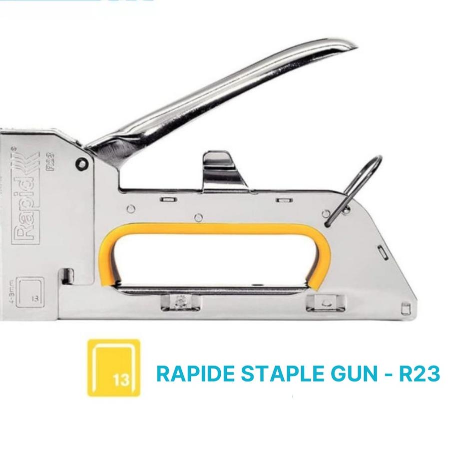 

Miliki RAPIDE Staple Stapler Gun Tacker R23 - Staples Hekter Gun Tembak Manual untuk Pengerjaan Sofa, Jok Motor, Kursi, Laminating, Dekorasi