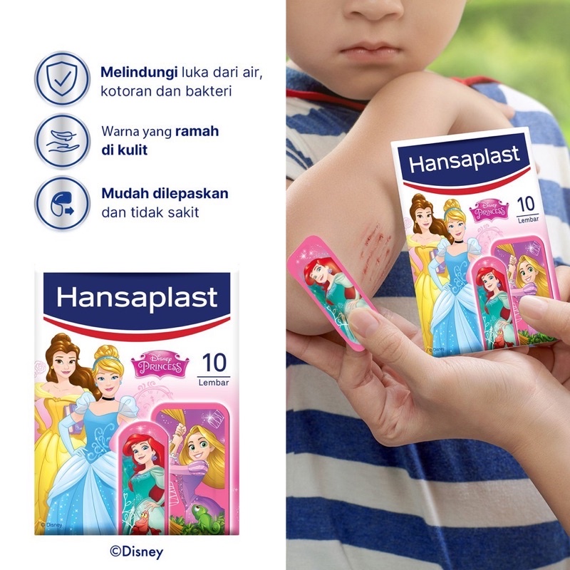 Hansaplast Karakter / Hansaplast Anak isi 10 pcs / Plester Kain Fun Elastis Anak Mickey Princess Frozen Marvel Star Wars