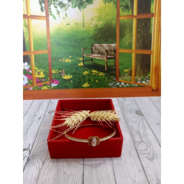 gelang tangan titanium mata kecil dan mata besar oval diamond