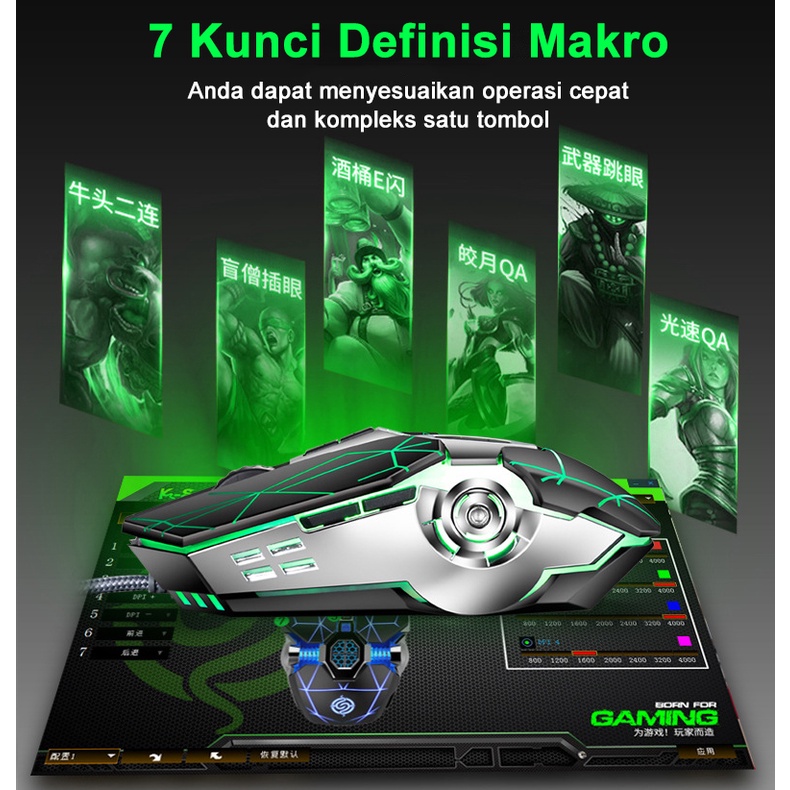 ITS Gaming Mouse Original RGB Macro Mouse 4000DPI For Macbook Komputer Laptop