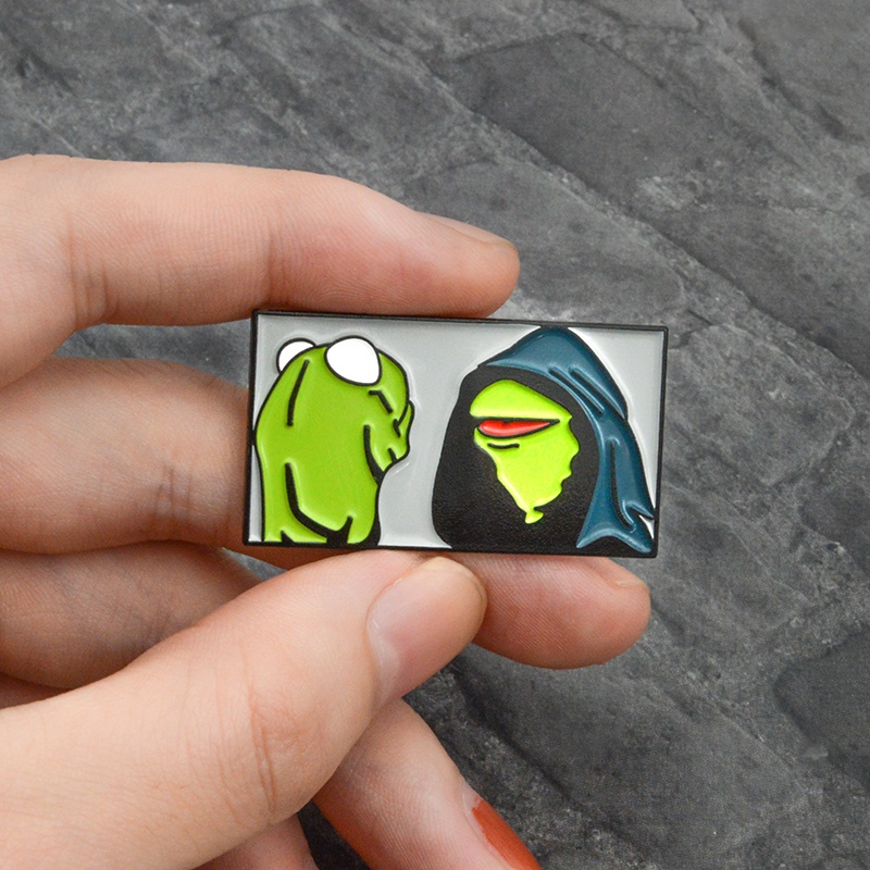 Inner Me Pin Bros enamel Bentuk Katak Kermit Bahan Metal