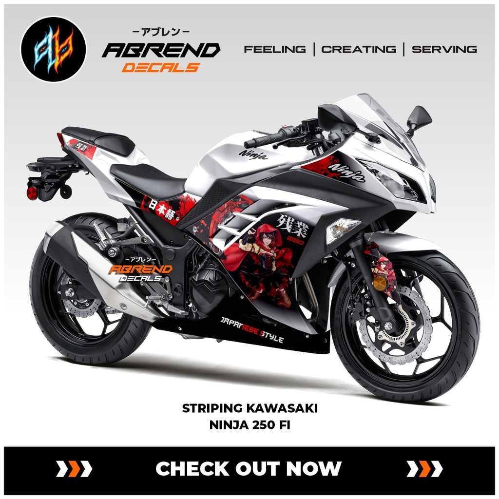 Striping Ninja 250 Fi Anime Japan / Kawasaki / Stiker Motor Ninja Fi Desain Custom