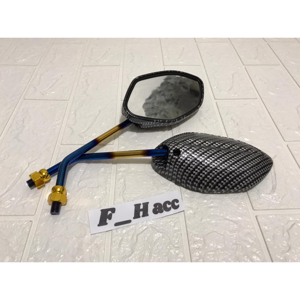 Spion carbon twotone tangkai panjang beat