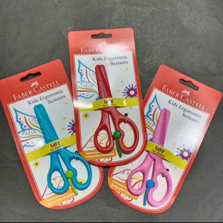 

gunting ergonomic faber castell, gunting plastik aman untuk anak, gunting anak