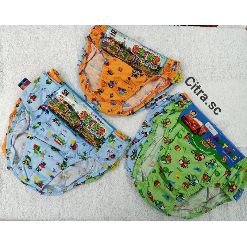 CELANA DALAM ANAK COWOK AGREE & TAFT KIDS WARNA/MOTIF MOBIL